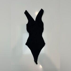 NWOT abercrombie and fitch ribbed sweater super stretchy tank bodysuit black XXS